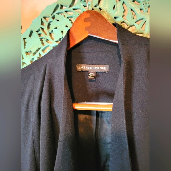 Saks 5th Avenue | Asymmetrical Draped Vest Duster | Black | Size XL - Picture 13 of 15